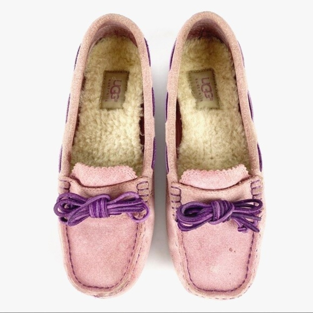 UGG Pink and Purple Suede Moccasin Slippers